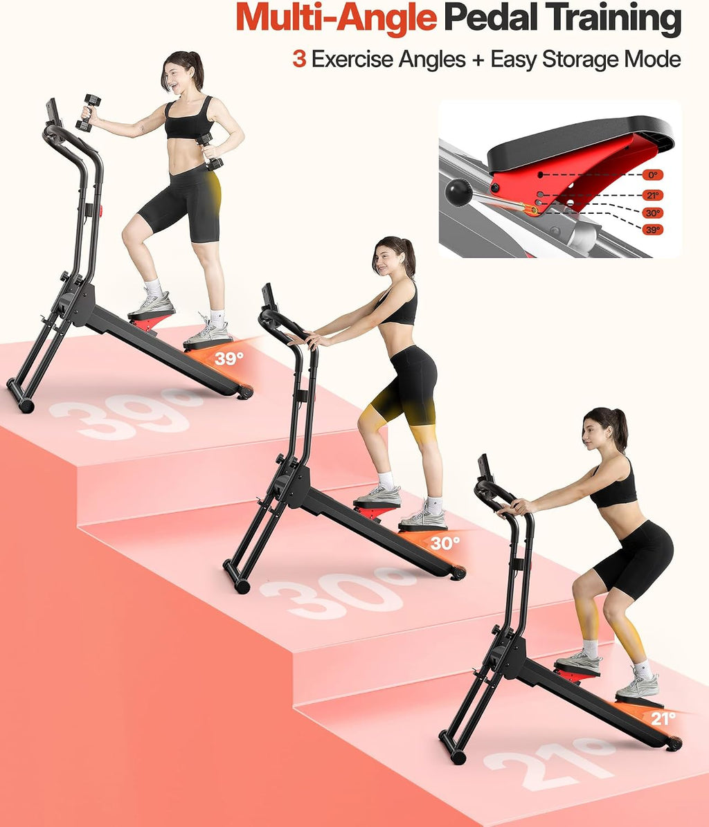 YOLEO Adjustable Resistance Stair Steppers for Exercise at Home, Folding Cardio Stairmaster with 3 Workout Modes & Oversized Pedal,90% Pre-Assembled Stair Climber with Handlebar for Full Body Workout