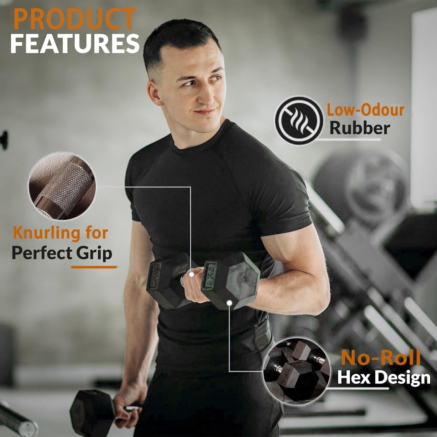 Rubber Coated Dumbbells with Storage Rack 350/450/550 LBS - Free Weights Dumbbell Set for Home Gym Equipment Exercise & Fitness Dumbbells for Strength Training
