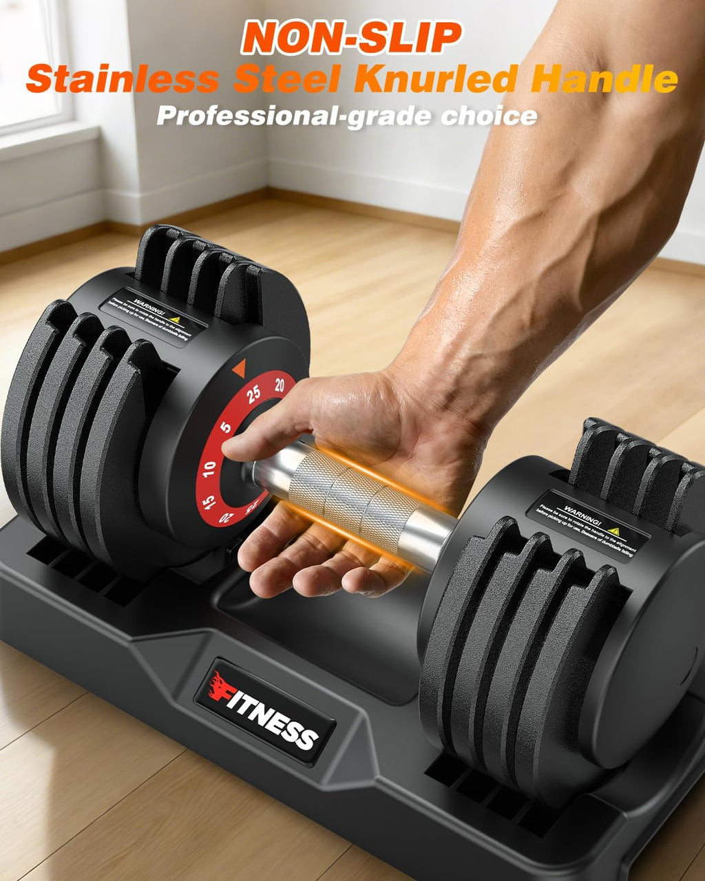 Rendpas Adjustable Dumbbells Set of 2, 5-in-1/10-in-1/16-in-1 Quick-Lock Hand Weights 25/55/80 lbs Pair, Anti-Slip Handle Free Weights Set for Home Gym Strength Training for Men Women