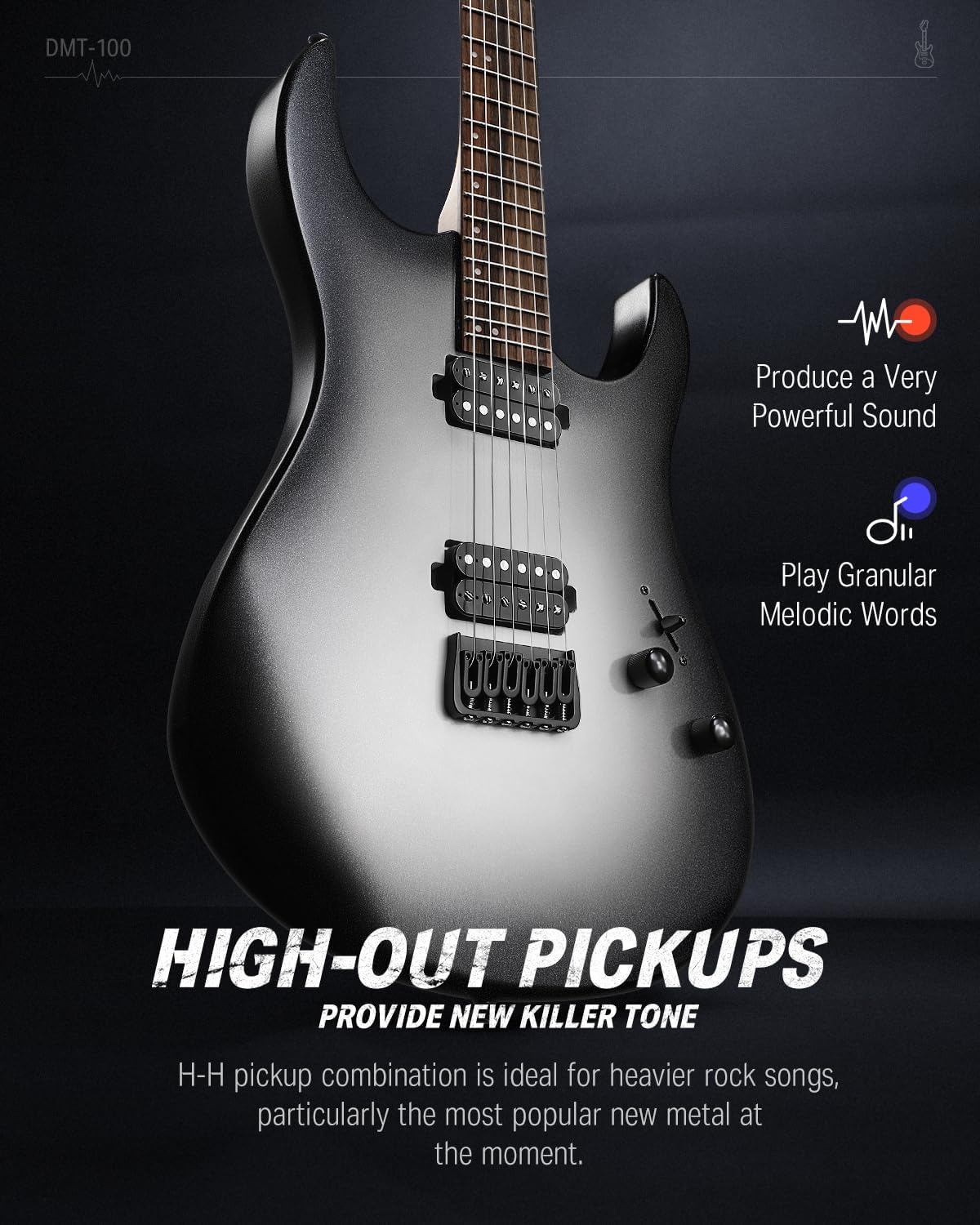 Donner Solid Body Electric Guitar, 39 Inch Metal Electric Guitar Beginner Kits with Bag, Strings, Strap, Cable, Strings Dampener for Rock Music Lover, DMT-100 (Gradient Black)