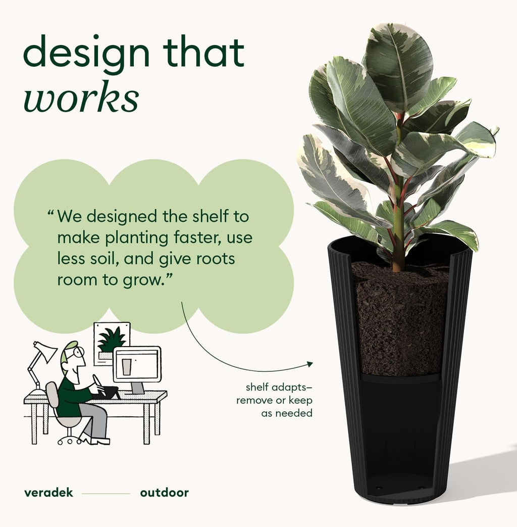 Veradek Demi Series Tall Planter for Porch, Patio, Backyard | Durable Plastic-Stone Composite Material | Modern Décor for Tall Plants, Grasses