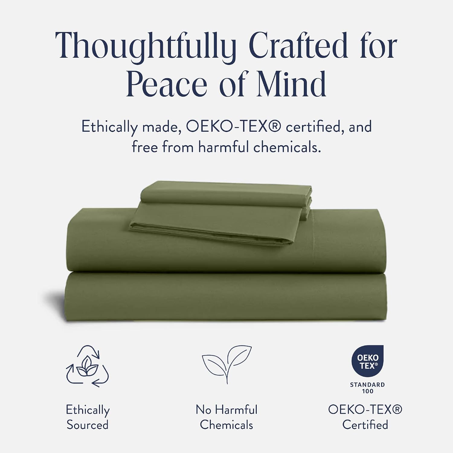 Brooklinen Luxury Sateen 4 Piece Sheet Set - 100% Cotton Bed Sheets, Soft & Durable Cali King Size Sheet Set in Fresh Moss, Oeko-TEX Certified Bedding Set, 1 Fitted Sheet, 1 Flat Sheet, 2 Pillowcases
