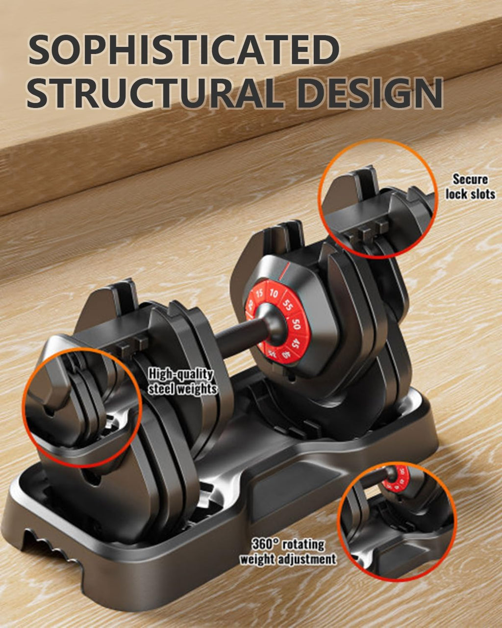 Keppi Adjustable Dumbbells Set, 10-55 Lb Dumbbells with Anti-Slip Metal Handle for Exercise|Fitness,Fast Adjust Weight for Whole Exercise Need
