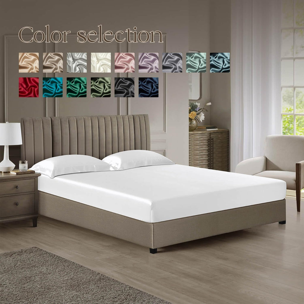 DISANGNI 22 Momme 100% Mulberry Silk Bedding Set - 4-Piece Luxury (2 Pillowcases, 1 Fitted Sheet, 1 Flat Sheet) - 6A Grade Natural Silk (Cream White, California King)