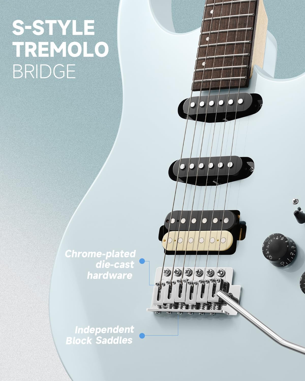 Donner DMT-66 Solid Body Electric Guitar Kit for Beginners, Full Size 39 Inch Electric Guitar with HSS Pickups, Poplar Body, Maple Neck, Starter Guitar with Gig Bag, Strap, Whammy Bar, Wrench, Gray