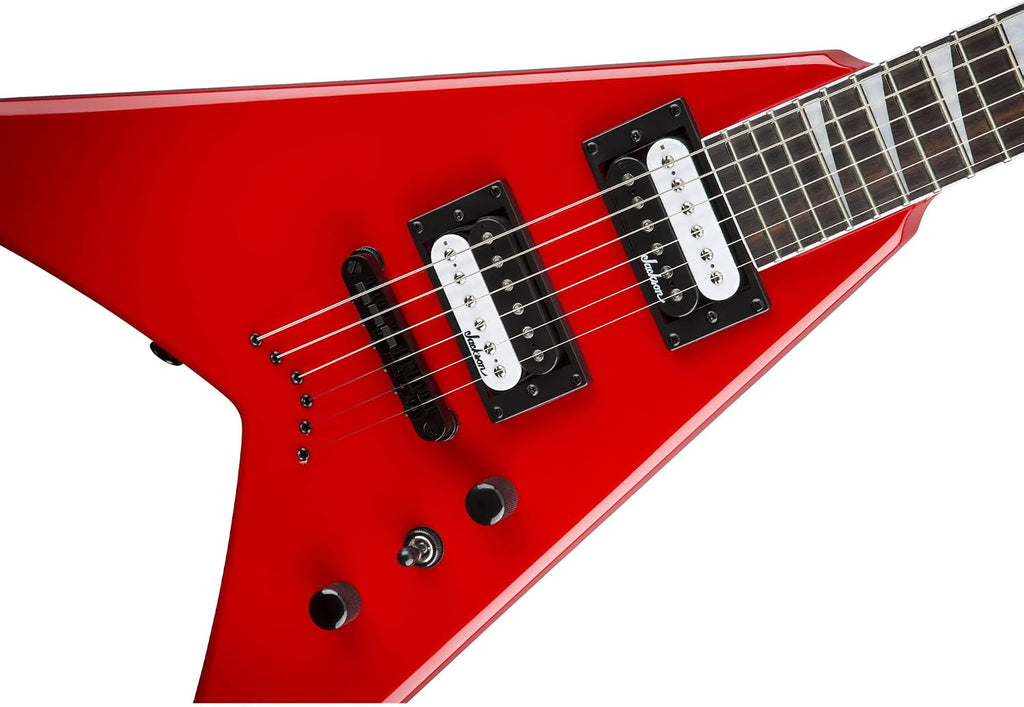 Jackson King V JS32T Electric Guitar - Ferrari Red Bundle with Cable, Tuner, Strap, Picks, and Austin Bazaar Instructional DVD