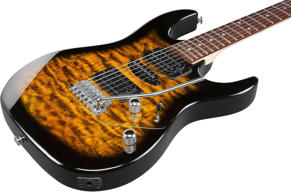 Ibanez GRX70QA RG Gio Electric Guitar - Sunburst Bundle with Amp, Gig Bag, Tuner, Cable, Picks, Austin Bazaar Instructional DVD, and Polishing Cloth
