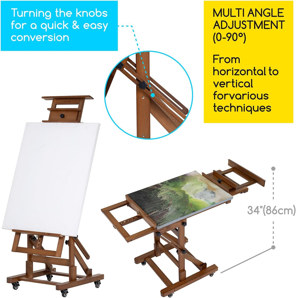 MEEDEN Extra-Large Art Painting Easel: Solid Beech Wood Artist Easel - Professional Heavy-Duty Studio Easel for Adults - Movable H Frame Floor Easel Stand for Painting Canvas up to 79'