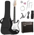 Soulmate Electric Guitar Kit for Beginner 39 Inch Full Size HSS Pick Up Right Handed Starter Solid Body Electric Guitar, with Amplifier, Bag, Capo, Strap, String,Cable, Picks, Black