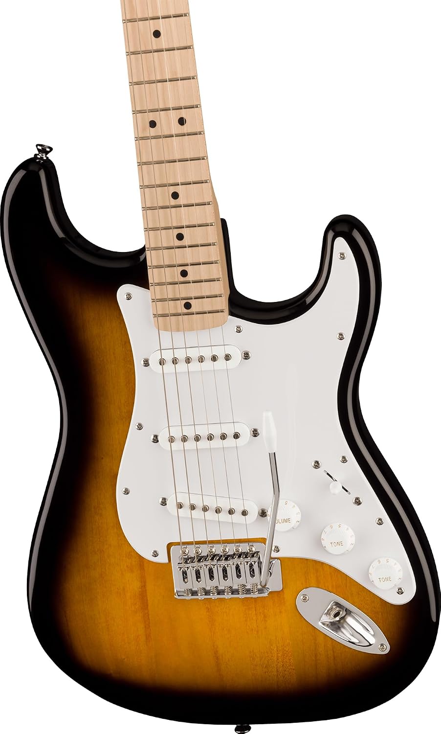 Fender Squier Sonic Stratocaster - 2-Color Sunburst Bundle with Fender Mustang Micro Headphone Amp, Cable, Strap, Picks, and Austin Bazaar Guitar DVD
