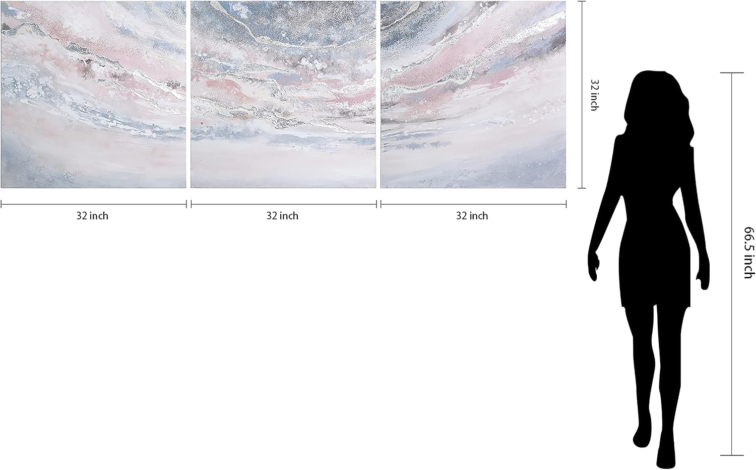 Empire Art Direct Abstract Wall Art Textured Hand Painted Canvas by Martin Edwards, Triptych, 32' x 32' each, Heavens 1