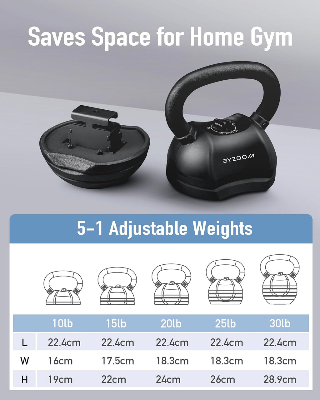 BYZOOM FITNESS 25lb Adjustable Dumbbells Easy Bar Dumbbell Stand Kettlebell Full Set