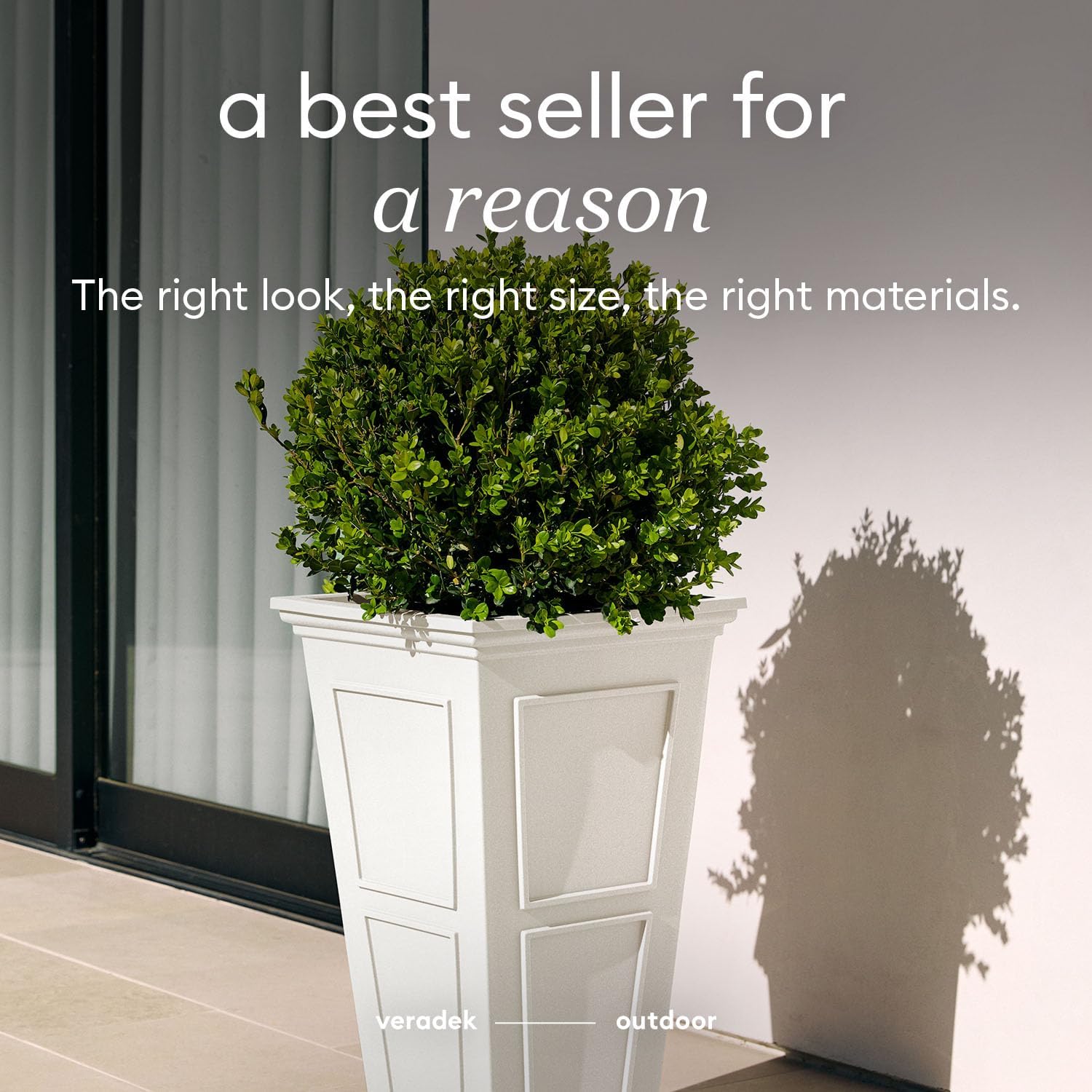 Veradek Brixton Series Tall Planter - Large Outdoor Planter for Front Porch/Patio | Crack-Resistant Plastic for All-Weather Use | Classic Estate Design for Tall Plants, Flowers, Trees