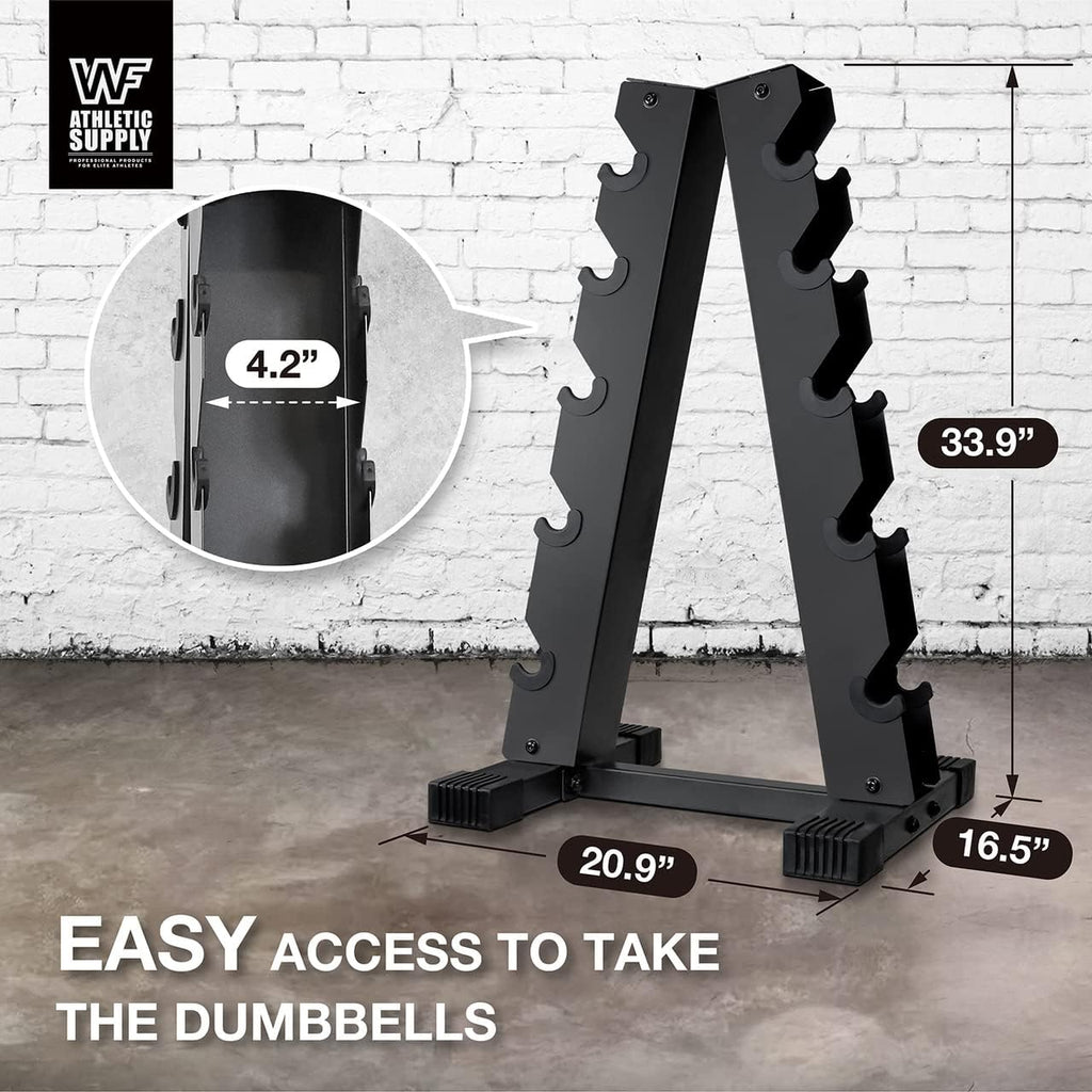 WF Athletic Supply 200Lb Dumbbell Set, 10-30Lb Dumbbell Set with A Frame Storage Rack for Muscle Toning, Strength Building & Weight Loss - Multiple Choices Available