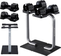 BYZOOM FITNESS 12.5LB Adjustable Dumbbell with Dumbbell Stand Bundle Set, Black