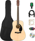 Fender CD-60S Solid Top Dreadnought Acoustic Guitar - Natural Bundle with Gig Bag, Tuner, Strap, Strings, Picks, and Austin Bazaar Instructional DVD