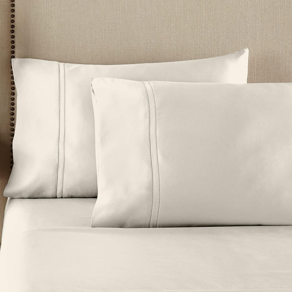 Pure Parima Yalda Sheet Set – 100% Certified Egyptian Cotton, Double-Hem Stitch, California King, Linen