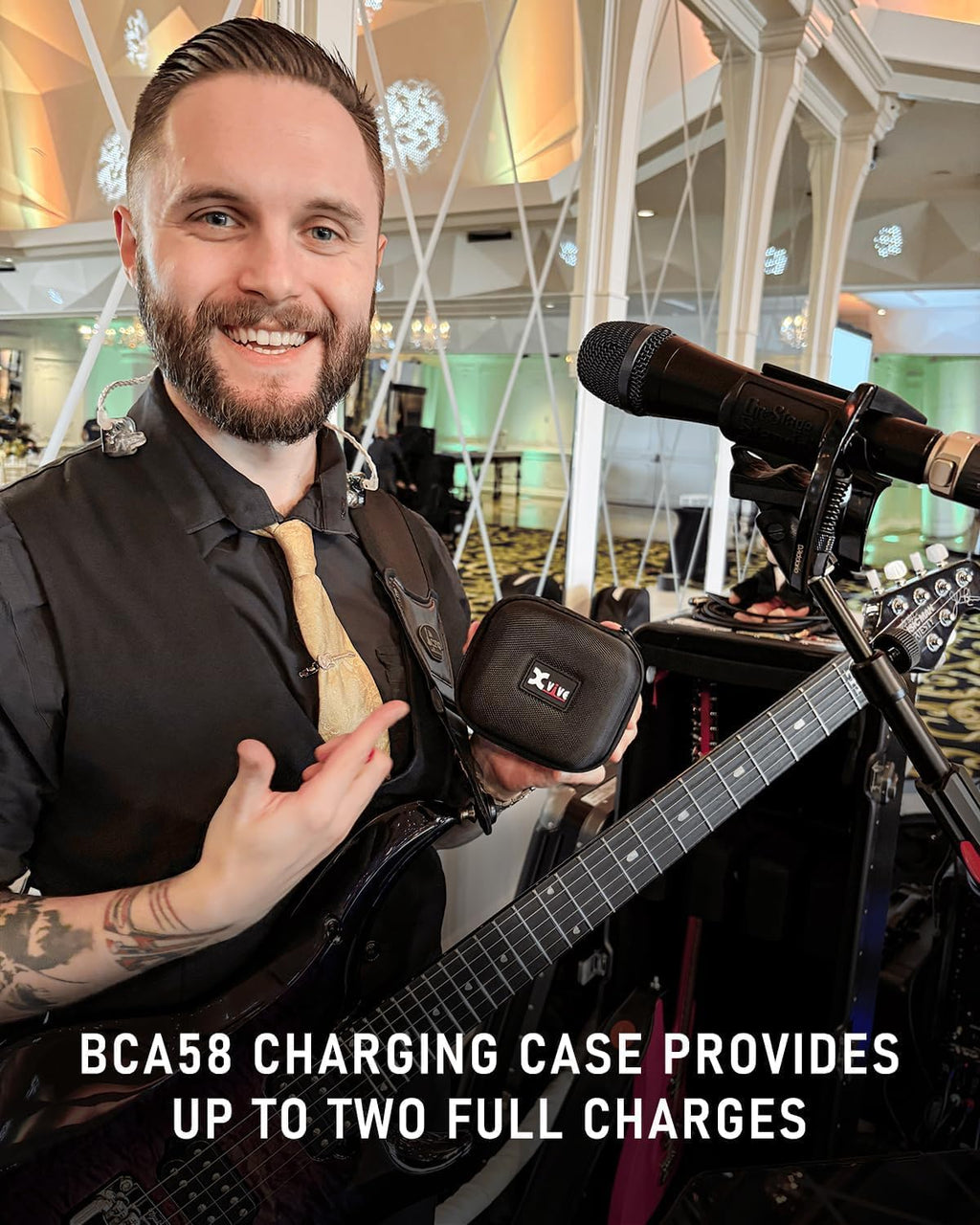 Xvive AC58 Wireless Guitar System 5.8GHz, A58 Guitar Wireless System with Charging Case for Active or Passive Pickup Electric/Acoustic Bass Guitar