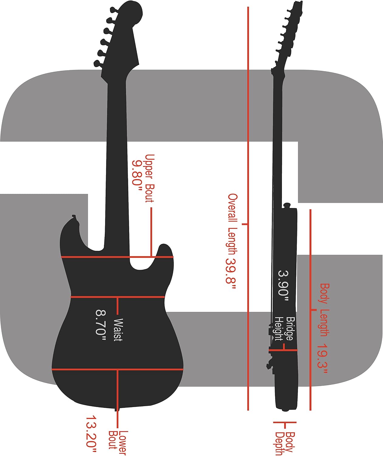 Crossrock CRW620PRSHBBK Electric Guitar Hardshell Case for Gretsch G5220/G5230T Electromatic Jet Series - Black (Right Hand)