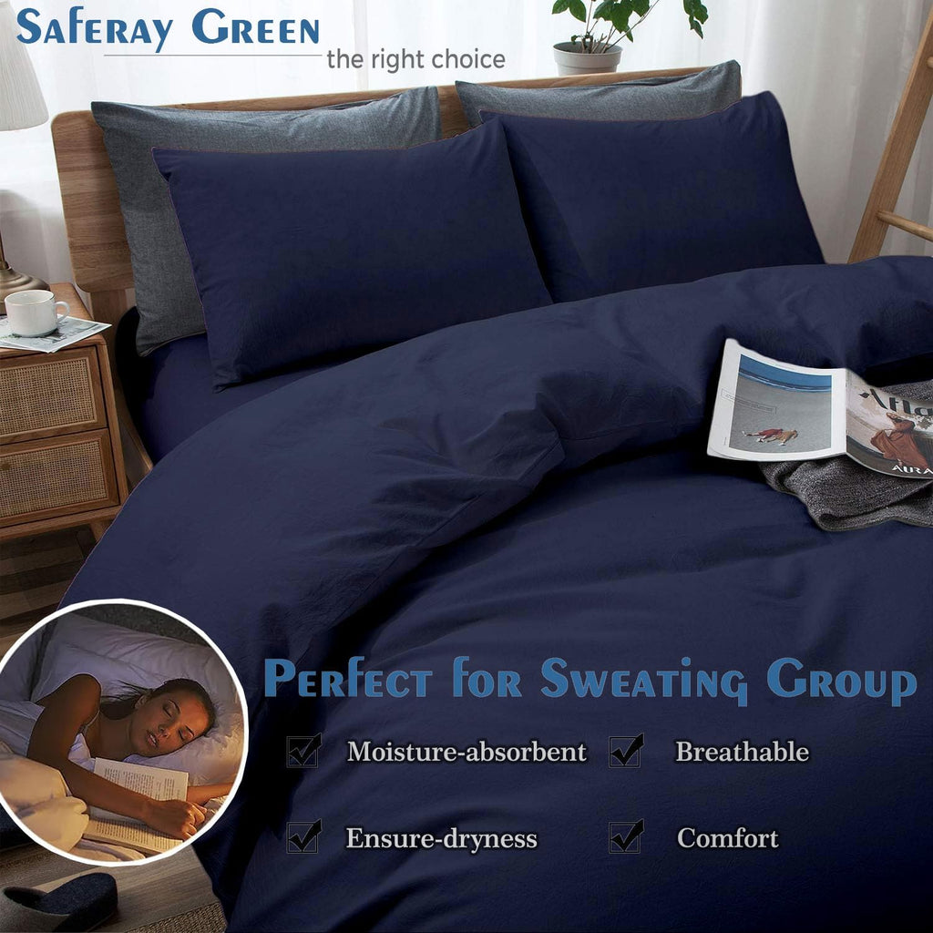 Duvet Cover Oversized King Plus 120x128 3 Piece Egyptian Cotton Luxury Soft & Breathable All Season 600 Thread Count with Zipper Closure & Corner Ties Comforter Cover Navy Blue