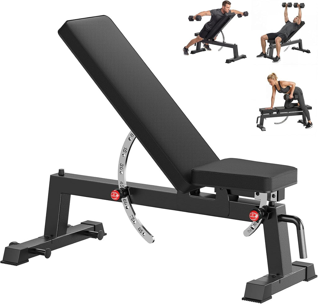 HANDBODE Adjustable Weight Bench for Full Body Workout, 1300 LBS Weight Capacity Bench Press Bench of Home Gym Strength Training, Incline Upright Flat Utility Workout Bench with Fast Adjustment