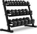 XMARK Dumbbell Set with Rack, Weights Dumbbells, Multiple Free Weights and Horizontal Storage for Home Gym Strength Training, Storage Rack Color Options
