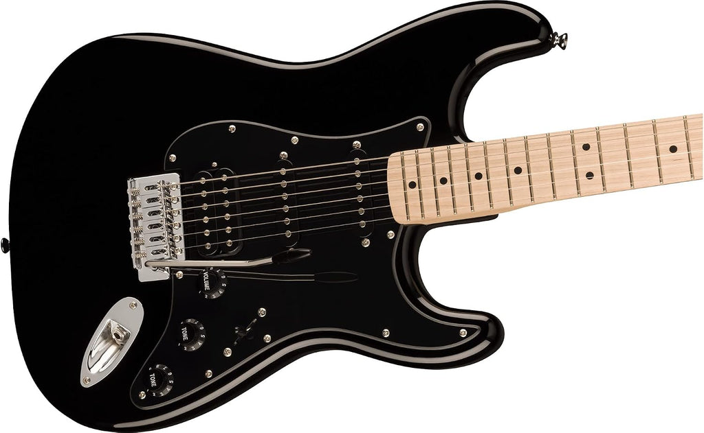 Fender Squier Sonic Stratocaster HSS - Black Bundle with Frontman 10G Amp, Tuner, Strap, Cable, Picks, and Austin Bazaar Guitar DVD