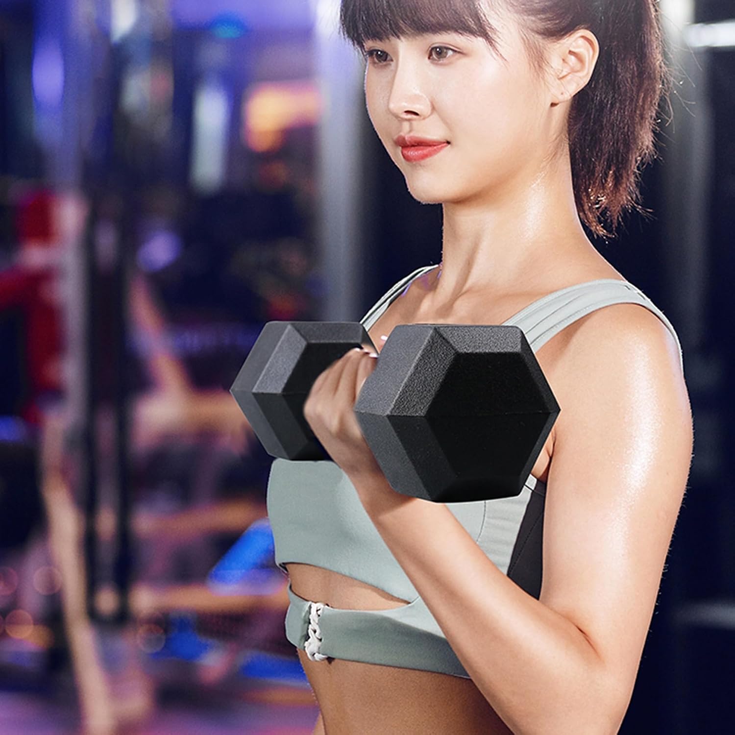 Hex Dumbbell Set, 10-80 lb Rubber Encased Hex Dumbbells, Home Gym Dumbbells for Women & Men, Muscle Toning, Strength Building and Full Body Workout(10 LB Pair)