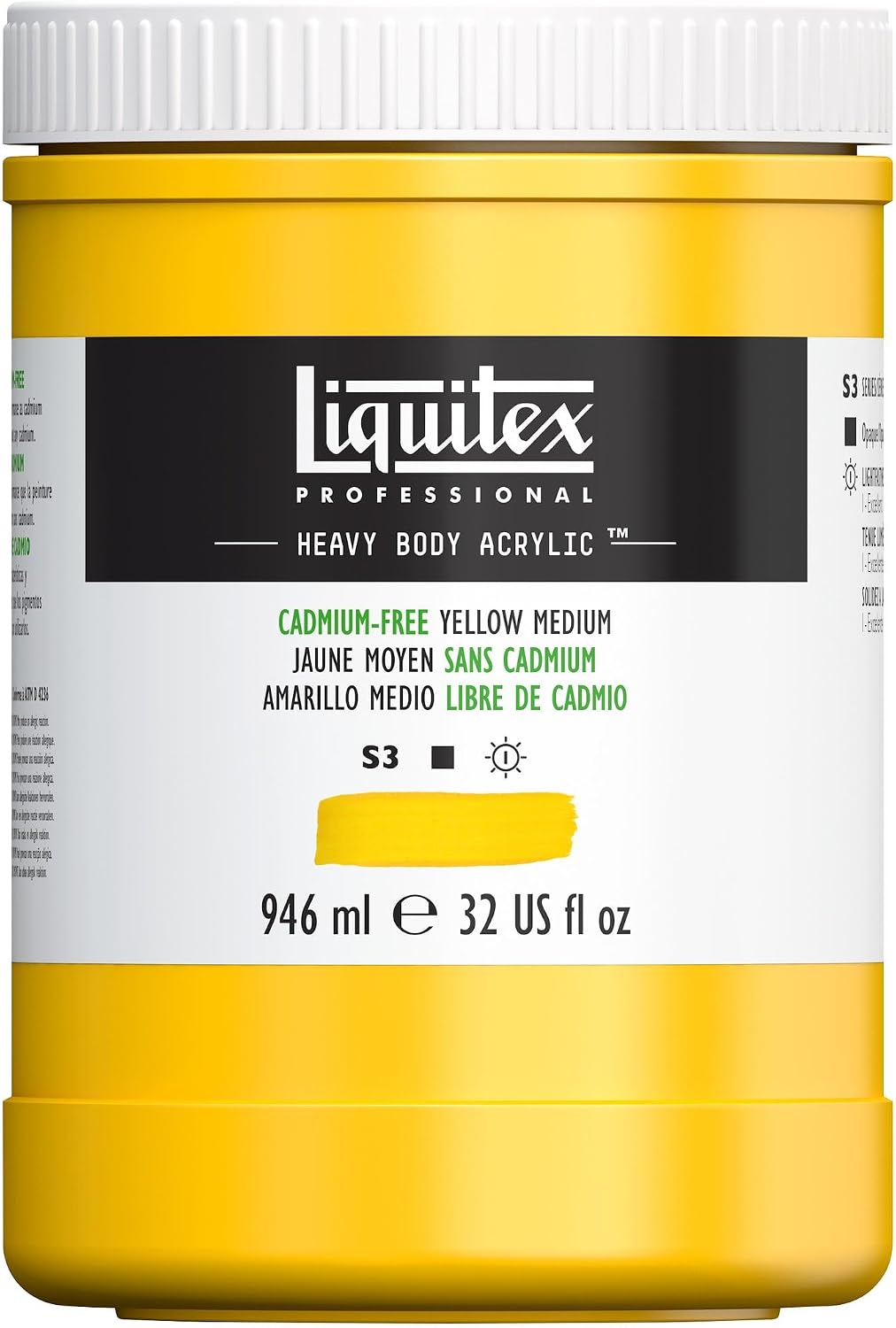 Liquitex Professional Heavy Body Acrylic Paint, 32-oz (946ml) Pot, Cadmium Yellow Free Medium