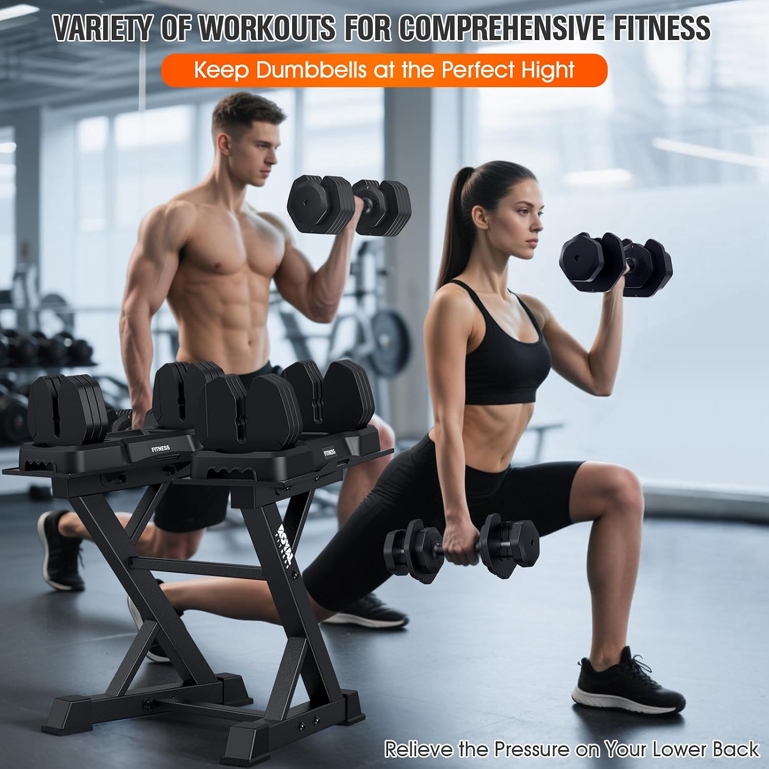 Adjustable Dumbbell Rack Weight Rack Heavy Duty, Home Gym Dumbbell Storage Stand Holder