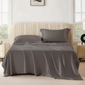 THXSILK Silk Sheet Set 4 Pcs, 25 Momme 100% Top Grade Pure Mulberry Silk Bed Sheets Luxury Bedding Sets Ultra Soft Durable, 1 Fitted Sheet, 1 Flat Sheet and 2 Pillow Shams (Full, Charcoal)
