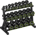 HANDBODE 3-Tier Dumbbell Rack Stand, 1000LB Capacity Storage Rack, Weight Rack for Dumbbells, Kettlebell, 390–700 lb Rubber Coated Fixed Weight Sets, Home Gym Strength Training Equipment