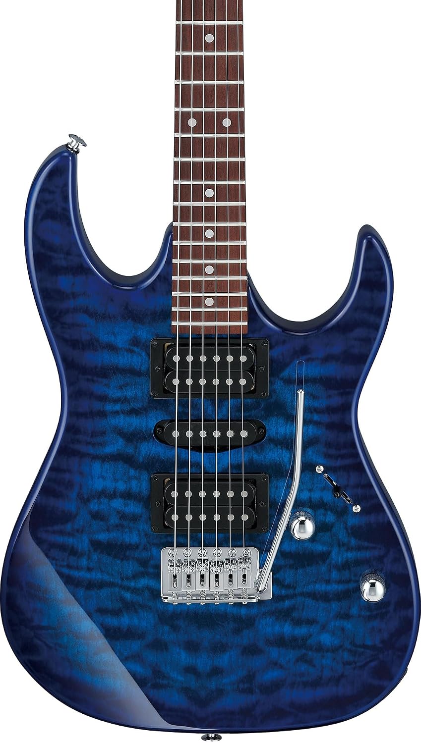 Ibanez GRX70QA RG Gio Electric Guitar - Transparent Blue Burst Bundle with Amplifier, Gig Bag, Tuner, Instrument Cable, Picks, Austin Bazaar Instructional DVD, and Polishing Cloth