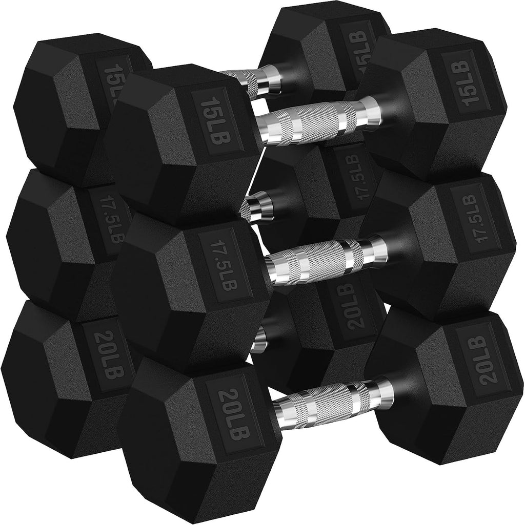 Hex Dumbbell Sets with Rack, 90-640 lb Rubber Encased Exercise & Fitness Dumbbells Set, Hand Weight for Strength Training, Weight Dumbbells