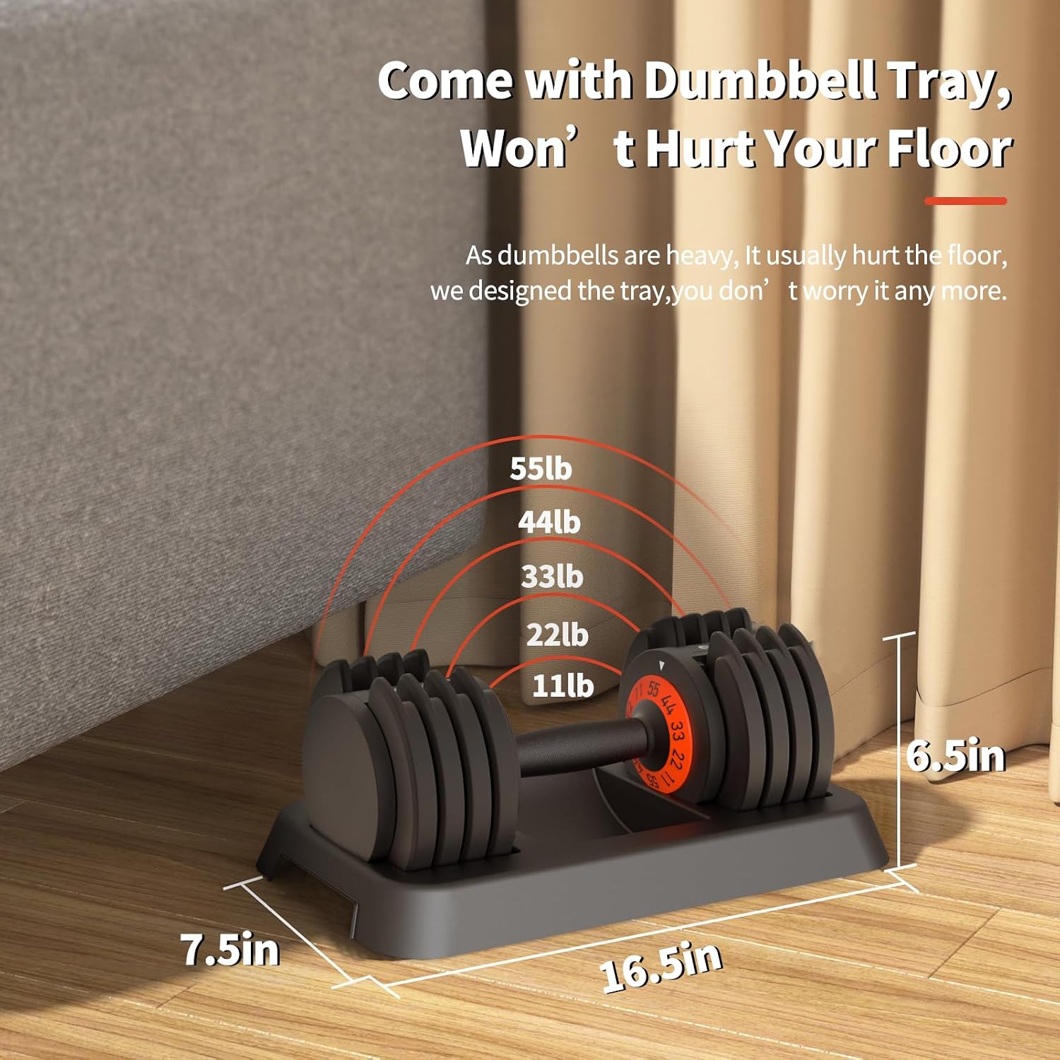 ACCPO Adjustable Dumbbells Set,55LB Dumbbell Pair,Fast Adjustment Weight Dumbbell by Turning Anti-slip Handle,Strength Training Dumbbell with Tray Suitable for Men Women Full Body Exercise