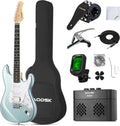 AODSK Electric Guitar, 39' Beginner Electric Guitar Kit, Matte Finish, HSS Pickups, Guitar Starter Kit with AMP, Includes Digital Tuner, Strings, Pick, Vibrato Bar, Capo, Strap, Gig Bag, Blue