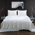 100% Mulberry Silk Sheet Set - 22 Momme Grade 6A, 16-18 Inch Deep Pocket, Luxurious Bed Sheets for Ultimate Comfort,Twin/Twin XL-Denim White