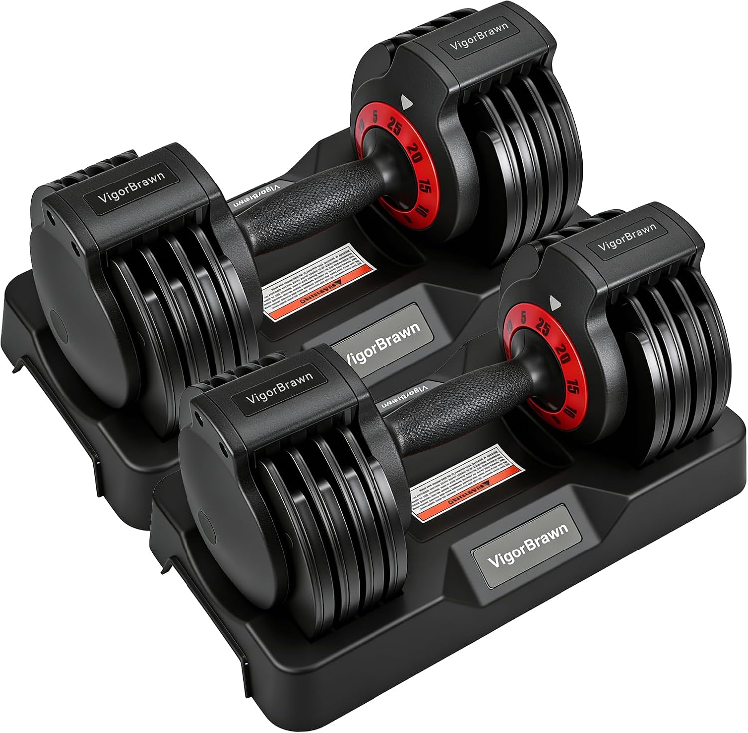 Adjustable Dumbbell Set, 2-in-1 Weights with Anti-Slip Handle, Fast Weight Adjustment for Home Gym, Strength Training, Single/Pair with Tray