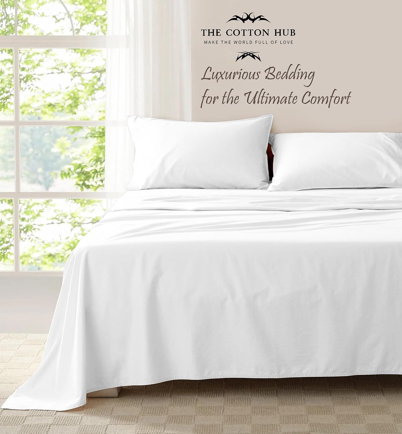 Split-King Size 5-PCs Sheet Set Fully Elasticized Fits 15-20' Deep Pocket, Genuine 600 Series 100% Pima Cotton Bed Sheets (Solid, White)