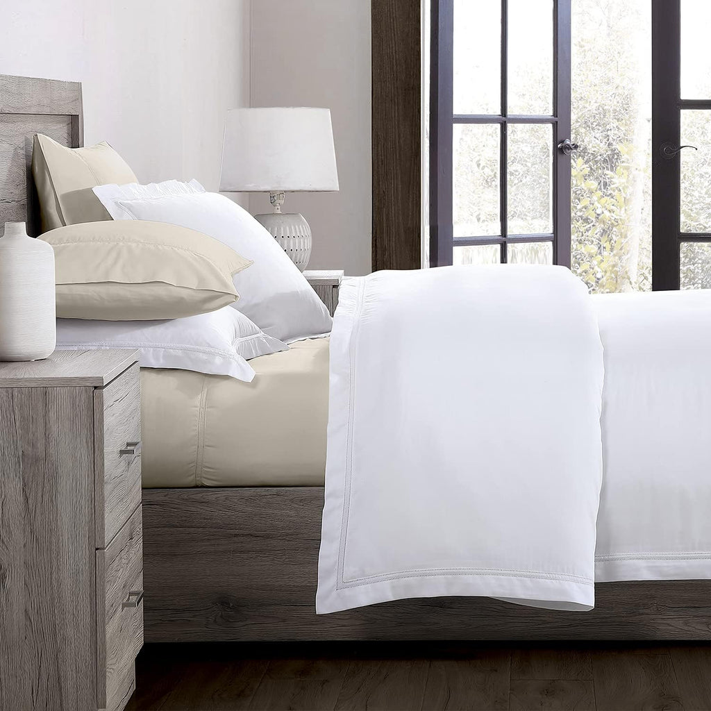 Pure Parima Yalda Sheet Set – 100% Certified Egyptian Cotton, Double-Hem Stitch, California King, Linen