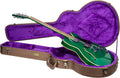 Crossrock Wooden Electric Guitar Case for 335 Style Semi-Hollow | Chocolate Brown Faux Leather, Purple Velvet Interior, Lock – Designer Series(CRW520SACB)