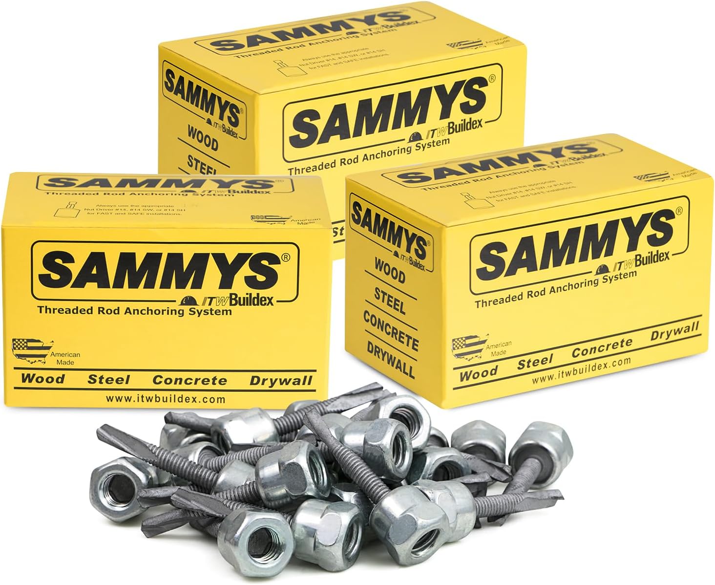 Everflow Sammys 8046957-75 TEK 50 3/8 Inch Screw Vertical Threaded Rod Anchor Designed for Steel Structure, Steel with Electro-Zinc, Corrosion Resistance, 12-24 x 1-1/2 Inch Screw Length (Pack of 75)