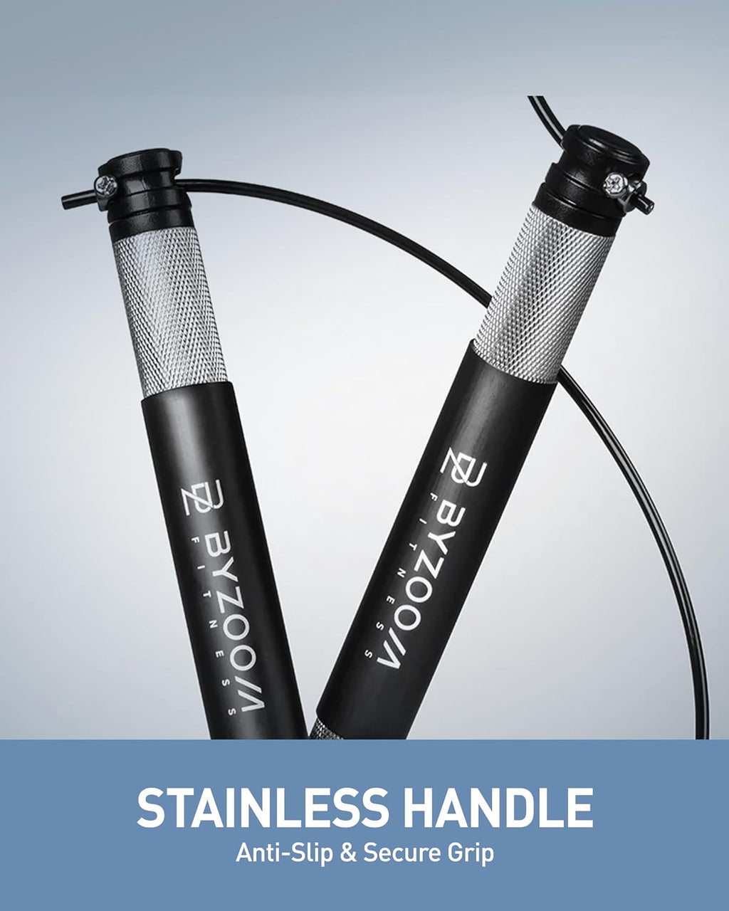 BYZOOM FITNESS Adjustable Dumbbell / 25LB Pair Black and Jump Rope/Black Set for Home Gym Workout