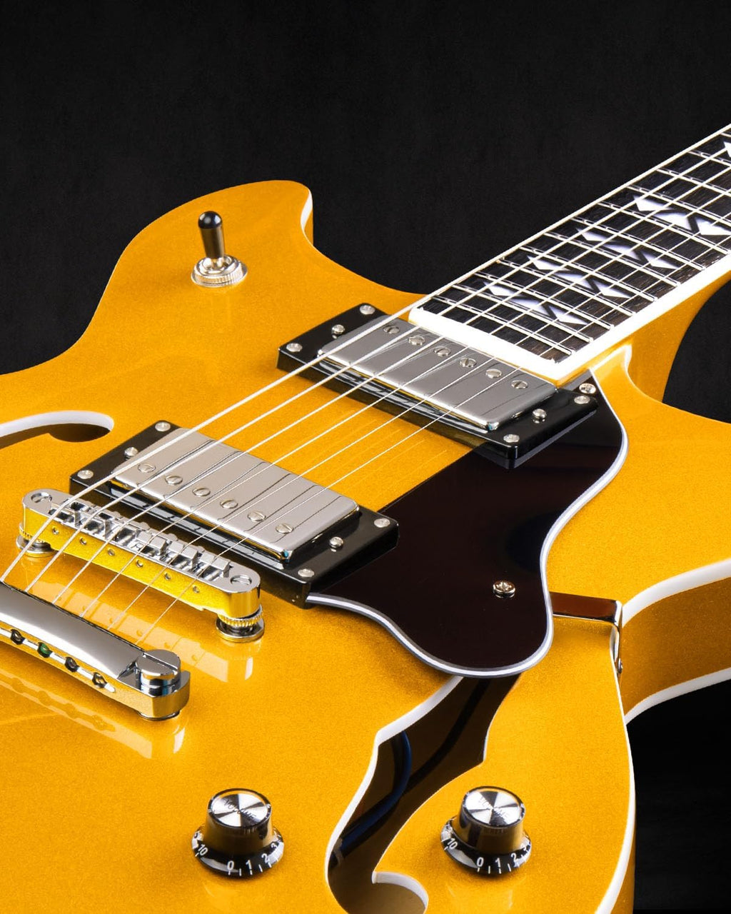 WestCreek 333 Electric Guitar with 6 String, Semi Hollow Body Jazz Electric Guitar, Alnico Humbucker Pickups, Roosewood Fingerboard, Rounded End Jumbo Frets, Full (Gold)