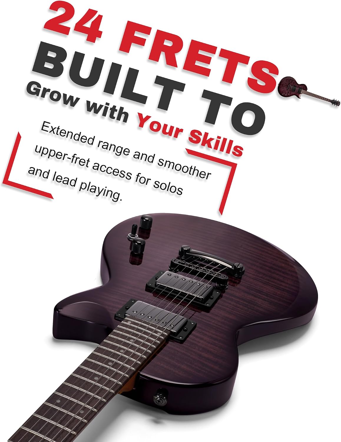 AKLOT 24-Fret Electric Guitar Kit, 40 inch Single Cut (LP Style), Modern Playability Coil-Split Humbucker Pickups, 18:1 Tuning Pegs,W/Guitar Accessories Gig Bag,Cable,Strap,Picks,Strings,Tuner,Book