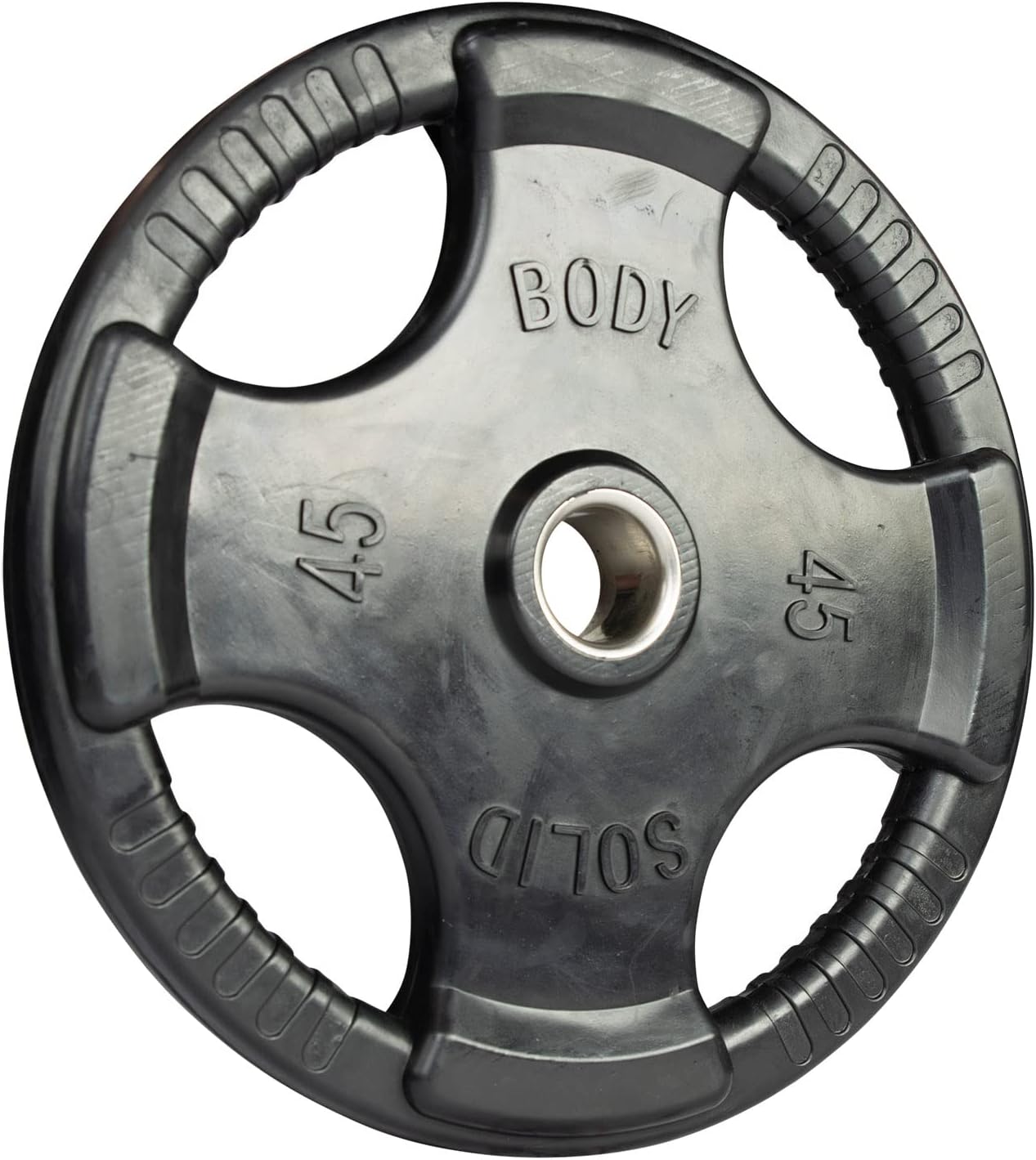 Body-Solid Rubber Coated Olympic Weight Plate (1), with Anti-Slip Grip - Perfect for Strength Training, Home Gym, and Barbell Workouts