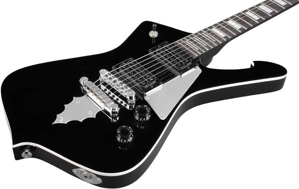 Ibanez PSM10 Paul Stanley miKro Short Scale Electric Guitar - Black Bundle with Amplifier, Tuner, Cable, Picks, Austin Bazaar Instructional Video, and Polishing Cloth