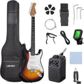 LEKATO Beginner Electric Guitar Kit 39 Inch Full Size Solid Body Guitar SSS for Starter Roasted Maple Neck Stainless Steel Frets, 5w Plug-in Amp, Bag, Tuner, Capo, Strap, Picks, String, Cable-Sunburst