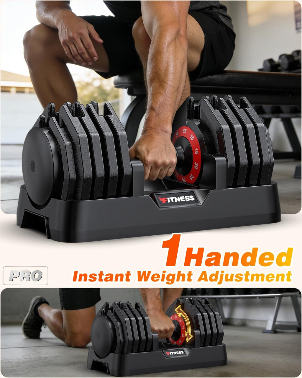 Rendpas Adjustable Dumbbells Set of 2, 5-in-1/10-in-1/16-in-1 Quick-Lock Hand Weights 25/55/80 lbs Pair, Anti-Slip Handle Free Weights Set for Home Gym Strength Training for Men Women