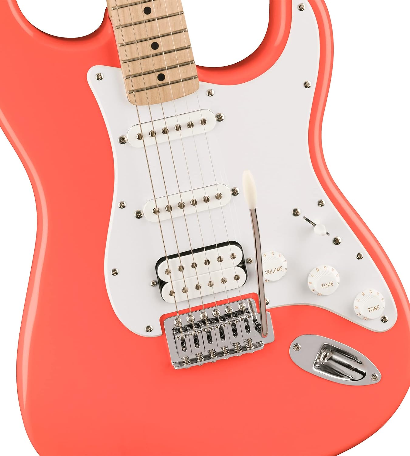 Fender Squier Sonic Stratocaster HSS - Tahitian Coral Bundle with Frontman 10G Amp, Tuner, Strap, Cable, Picks, and Austin Bazaar Guitar DVD